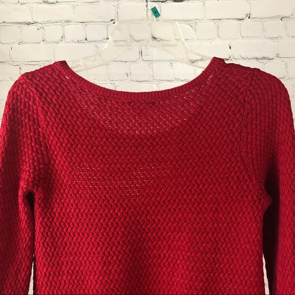 Women's Lucky Brand bright red sweater with chevron pattern knit. Size medium - Picture 4 of 16